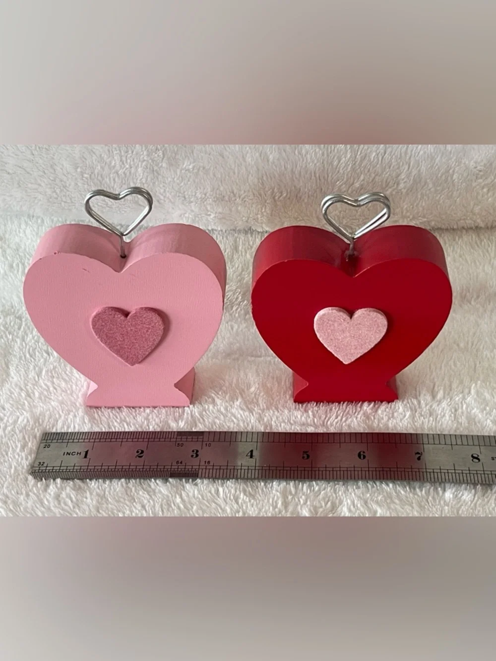 Pink and Red Heart Photo Holders - Set of 2